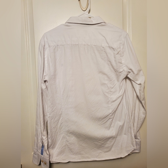 Hackett London White Contrast Detail Flannel Shirt Cotton Slim Fit Small - Picture 3 of 7